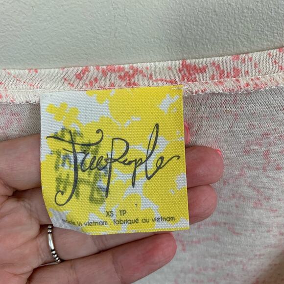 Free People Sahara Printed Asymmetrical Hem Pink/Cream Top - Picture 3 of 6